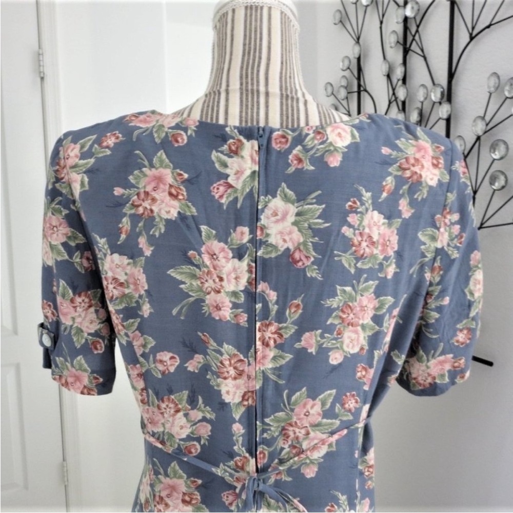 Rare Vintage Y2K Betsey Lauren Floral Cottage Victorian Midi Lace Collar Dress - Picture 6 of 8